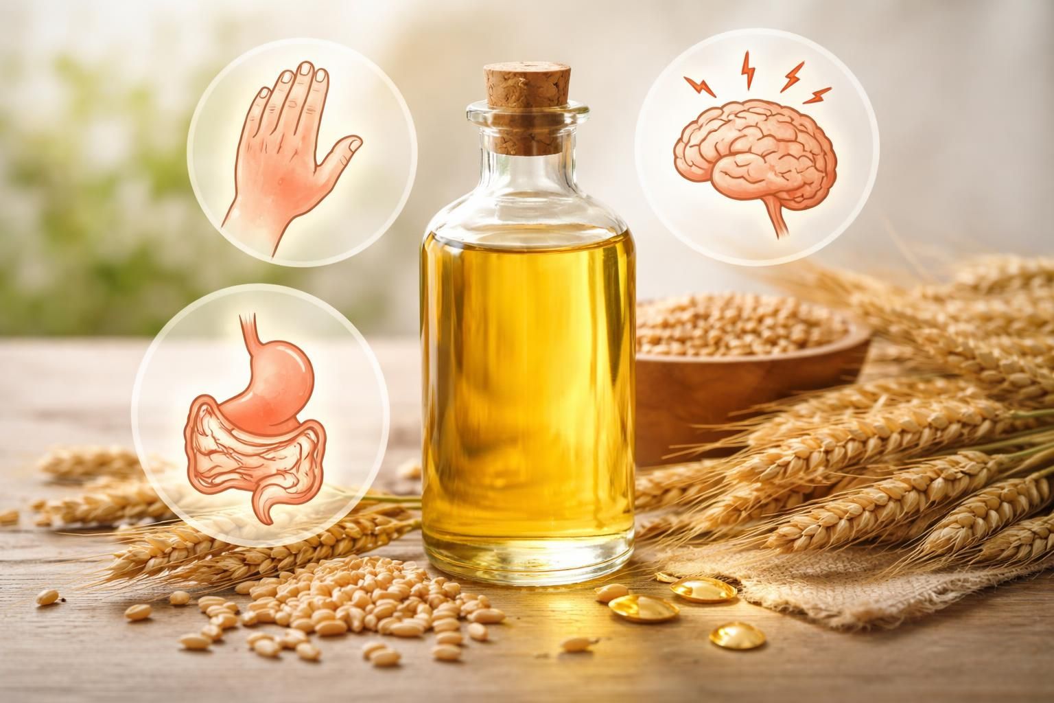 découvrez une analyse détaillée des effets secondaires potentiels de l'huile de germe de blé, leurs causes et conseils pour une utilisation sûre.