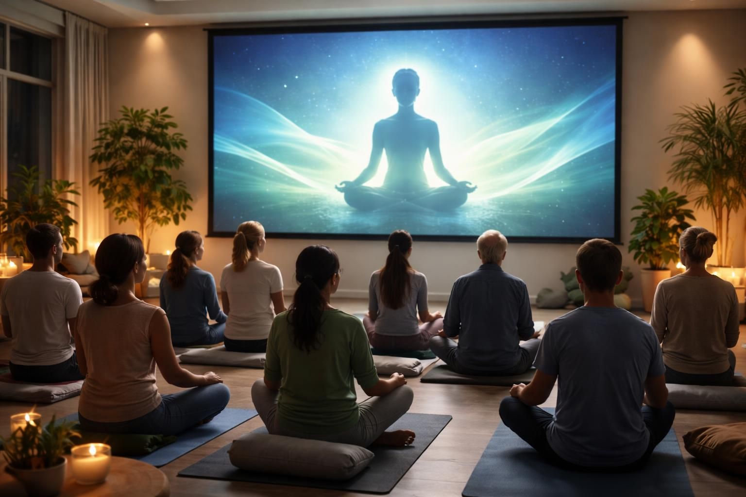 participez à notre atelier santé dédié à la respiration et à la relaxation, avec des exercices guidés sur écran de projection pour un bien-être optimal.